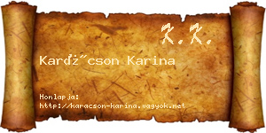 Karácson Karina névjegykártya